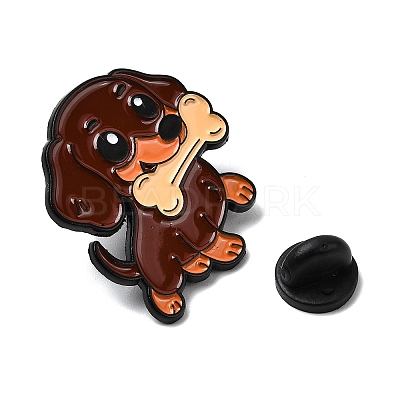 Dachsies Biting Bone Enamel Pins JEWB-I055-04EB-09-1