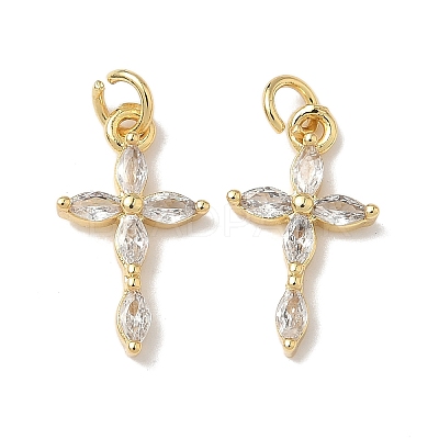 Brass Micro Pave Cubic Zirconia Pendants KK-Q068-49A-G-1