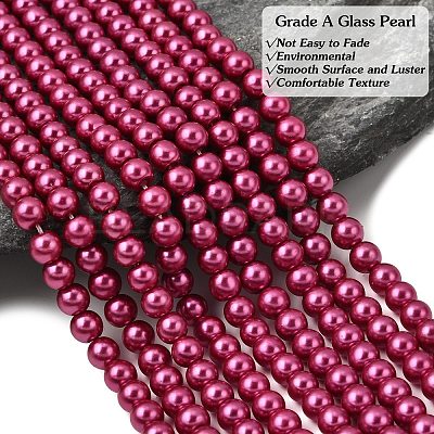 Eco-Friendly Dyed Glass Pearl Round Beads Strands HY-A008-6mm-RB058-1