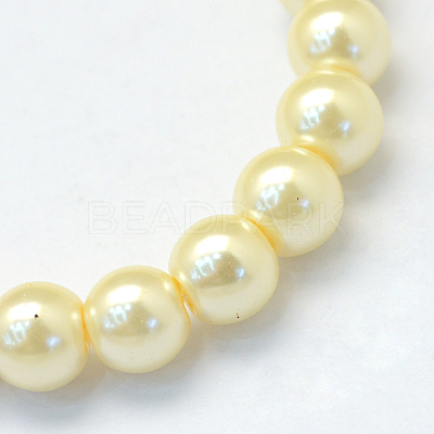 Baking Paint Pearlized Glass Pearl Round Bead Strands X-HY-Q330-8mm-21-1