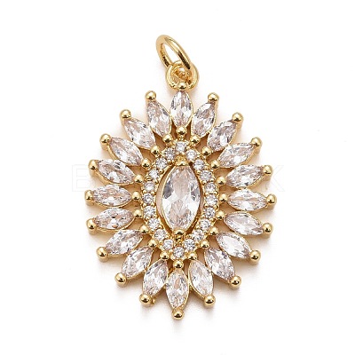 Rack Plating Brass Clear Cubic Zirconia Pendants KK-M229-34G-1