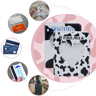 2 Books 2 Colors 3 Inch PVC Mini Love Heart Hollow Photocard Holder Book AJEW-CP0005-84-1