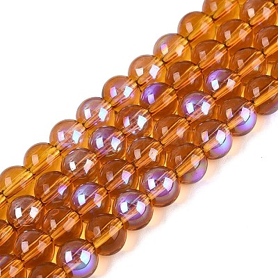 Transparent Electroplate Glass Beads Strands EGLA-Q132-6MM-01A-04-1