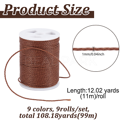 9 Colors Round Waxed Polyester Cord YC-PH0002-50B-1