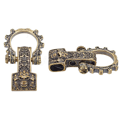 1Pc Tibetan Style Brass Shackle Clasps KK-NB0003-68-1