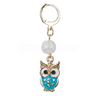Owl Alloy Enamel Pendant Decorations HJEW-JM01278-1
