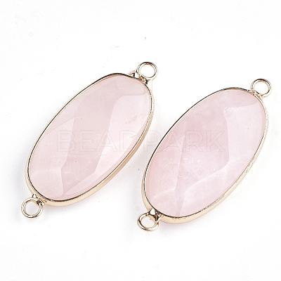 Natural Rose Quartz Links connectors G-S344-03G-1