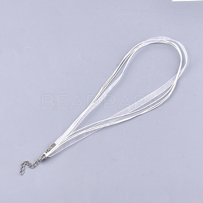 Waxed Cord and Organza Ribbon Necklace Making NCOR-T002-101-1