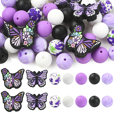 41Pcs 7 Styles Silicone Beads SIL-YW0002-64-1