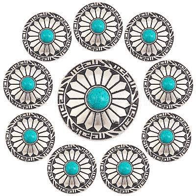 10Pcs 1-Hole Alloy & Turquoise Decorative Rivets FIND-GF0003-47-1