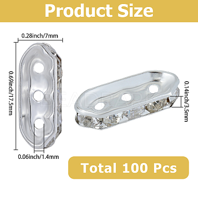 100Pcs Alloy Crystal Rhinestone Spacer Bars FIND-SC0021-30-1