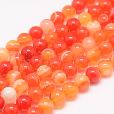 Natural Striped Agate/Banded Agate Bead Strands X-G-K155-A-6mm-05-1