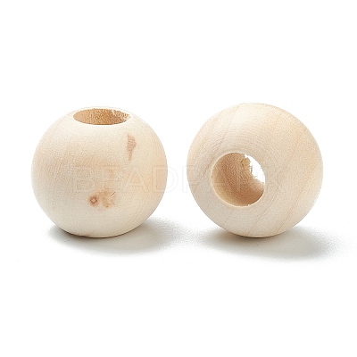 Natural Unfinished Wood Beads WOOD-XCP0001-20A-1
