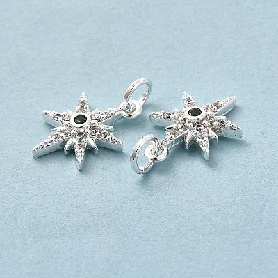 Rack Plating Brass Micro Pave Cubic Zirconia Pendants KK-E081-10S-1