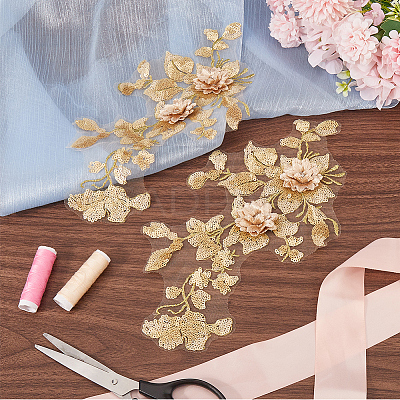 3D Flower Polyester Embroidery Sew on Appliques PATC-WH0012-33C-1
