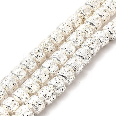 Electroplated Natural Lava Rock Beads Strands G-G984-10S-1