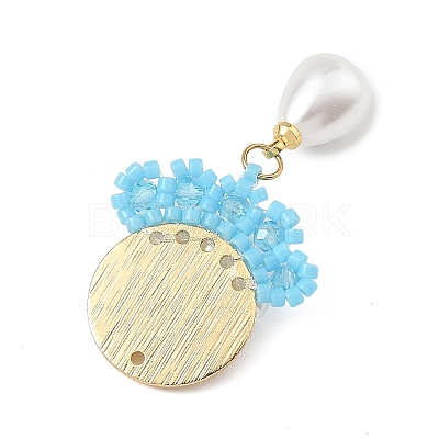 Glass Seed Beaded & ABS Plastic Imitation Pearl & Glass Pendants PALLOY-MZ01380-01-1