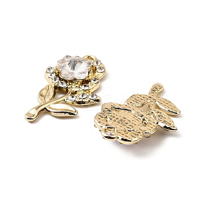 UV Plating Alloy Rhinestone Pendants FIND-A054-02G-1