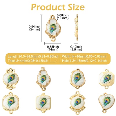 24Pcs 8 Styles Alloy & Resin Connector Charms RESI-CJ0004-97-1