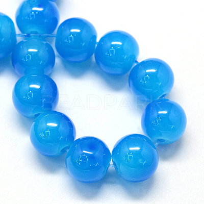 Baking Paint Imitation Jade Glass Round Bead Strands X-DGLA-Q021-10mm-13-1