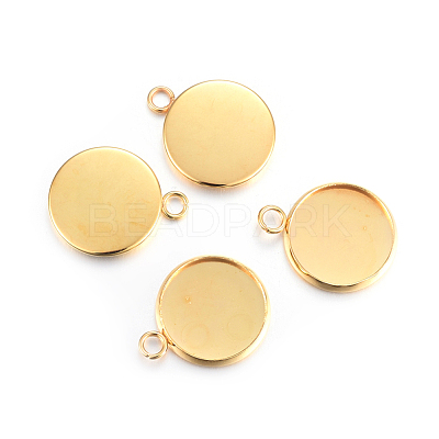 Rack Plating 304 Stainless Steel Pendant Cabochon Settings X-STAS-F191-14G-D-1