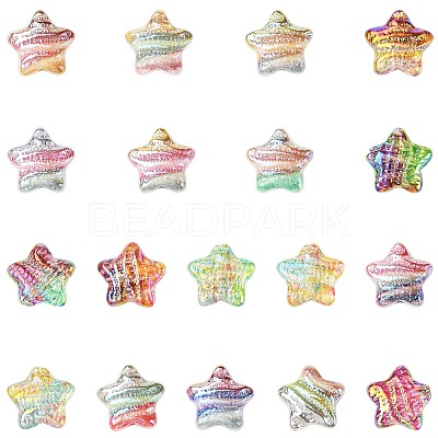 18Pcs 18 Colors Printed Resin Beads RESI-CJ0004-64-1