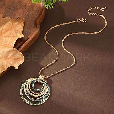 Multi Ring Zinc Alloy Enamel Pendant Necklaces for Women FS-WG47317-05-1