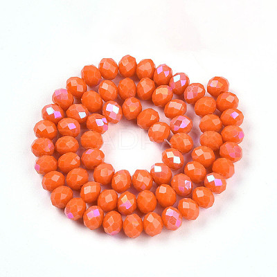 Electroplate Opaque Solid Color Glass Beads Strands EGLA-A034-P8mm-L29-1
