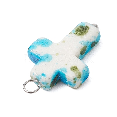 6Pcs 6 Colors Dyed Synthetic Turquoise Pendants PALLOY-JF04129-01-1