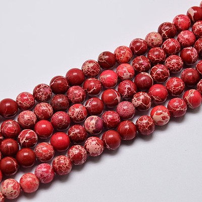 Natural Imperial Jasper Beads Strands G-I122-8mm-04-1