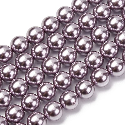 Electroplated Shell Pearl Beads Strands BSHE-G041-10mm-02-1