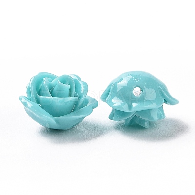 Synthetic Coral 3D Flower Rose Beads CORA-A006-15mm-033-1