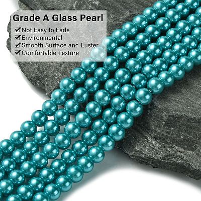 Eco-Friendly Dyed Glass Pearl Round Bead Strands HY-A008-6mm-RB073-1