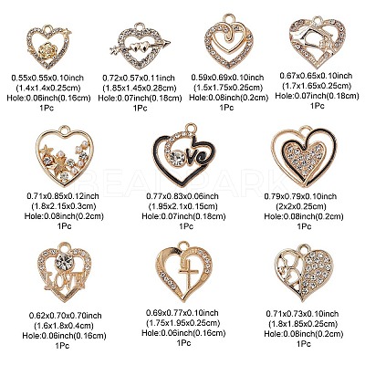 10Pcs 10 Style Alloy Pendants ALRI-YW0001-18G-1