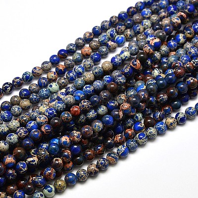 Natural Imperial Jasper Round Bead Strands X-G-I103-6mm-08-1