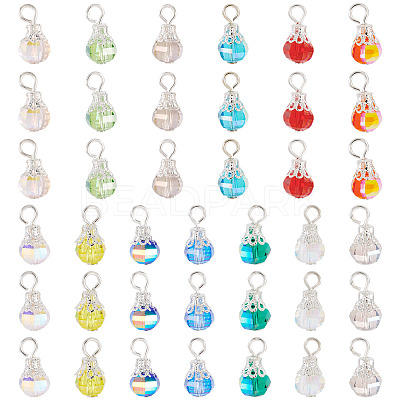 130Pcs 13 Colors Glass Pendants PALLOY-TAC0194-1