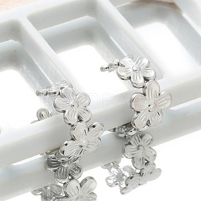 304 Stainless Steel Flower Cuff Earrings for Women EJEW-A118-03P-1