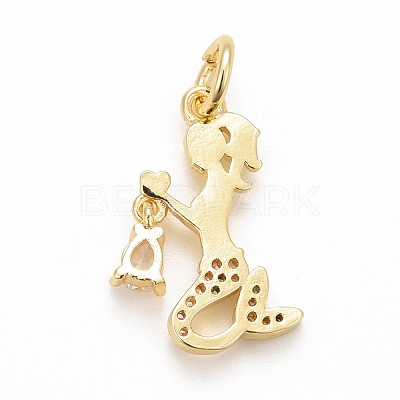 Rack Plating Brass Micro Pave Cubic Zirconia Pendants KK-B056-03G-01-1