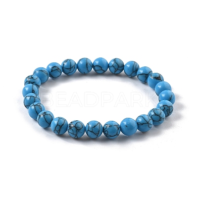 Synthetic Turquoise Jasper Bead Stretch Bracelets BJEW-K212-B-022-1