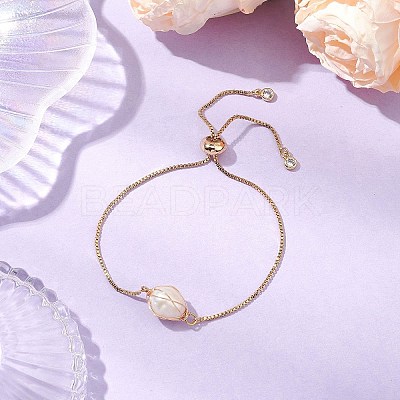 Freshwater Pearl  Slider Ring BJEW-JB11132-1