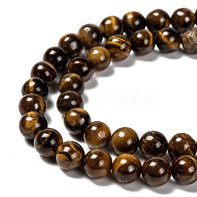 Grade AB Natural Tiger Eye Round Beads Strands G-E334-8mm-17-1