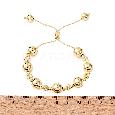 Brass Round Beads Slider Bracelets for Women BJEW-D357-06B-G-1