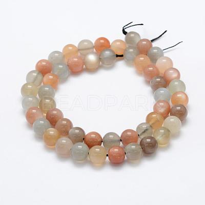 Natural Multi-Moonstone Beads Strands G-P322-43-8mm-1