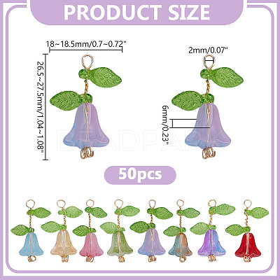 50Pcs Glass Pendants PALLOY-HY00097-1