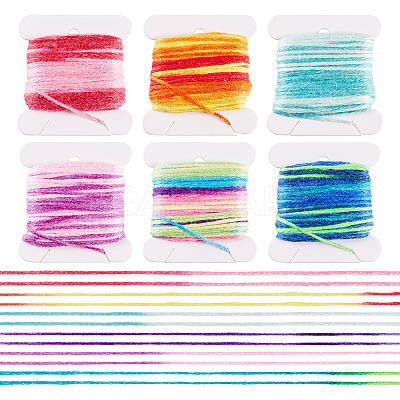 6Pcs 6 Colors Segment Dyed Polyester Embroidery Threads DIY-TAC0020-72-1