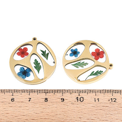 304 Stainless Steel Epoxy Resin Pendants STAS-T072-22-1