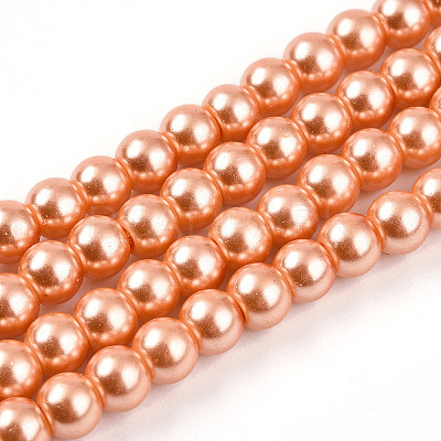 Baking Paint Pearlized Glass Pearl Round Bead Strands HY-Q003-6mm-36-A-1
