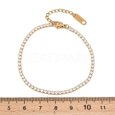 304 Stainless Steel Micro Pave Cubic Zirconia Tennis Bracelets for Women LS-BJEW-A146-01G-1