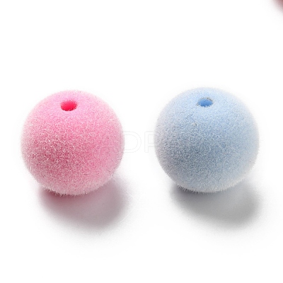 Flocky Acrylic Beads OACR-T005-27-14mm-1