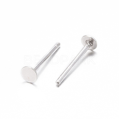 925 Sterling Silver Flat Pad  Stud Earring Findings STER-K167-045B-S-1